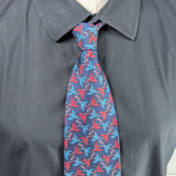 Christian Dior Monsieur Necktie, All silk Blue red pattern neck tie - Picture 8 of 11